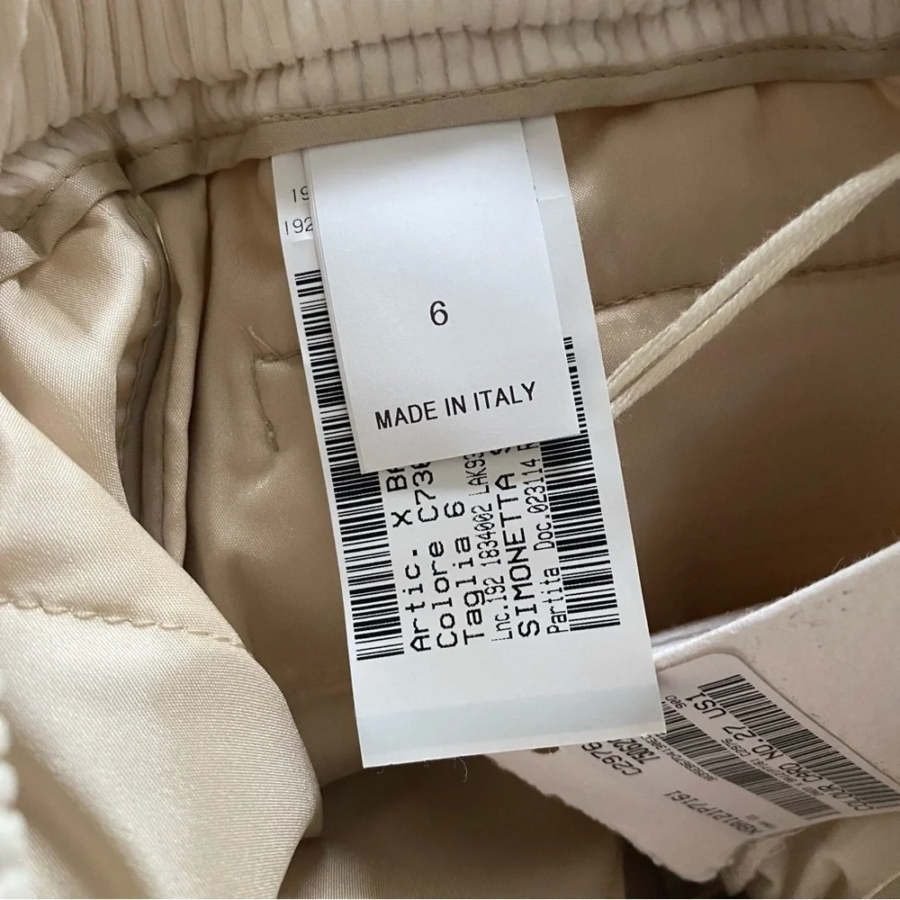 Brunello Cucinelli Kids Cream White Ribbed Wide Leg Corduroy Trousers Pants 6